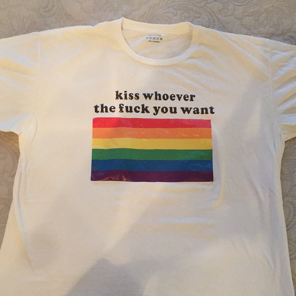 White LGBTQ+ pride shirt